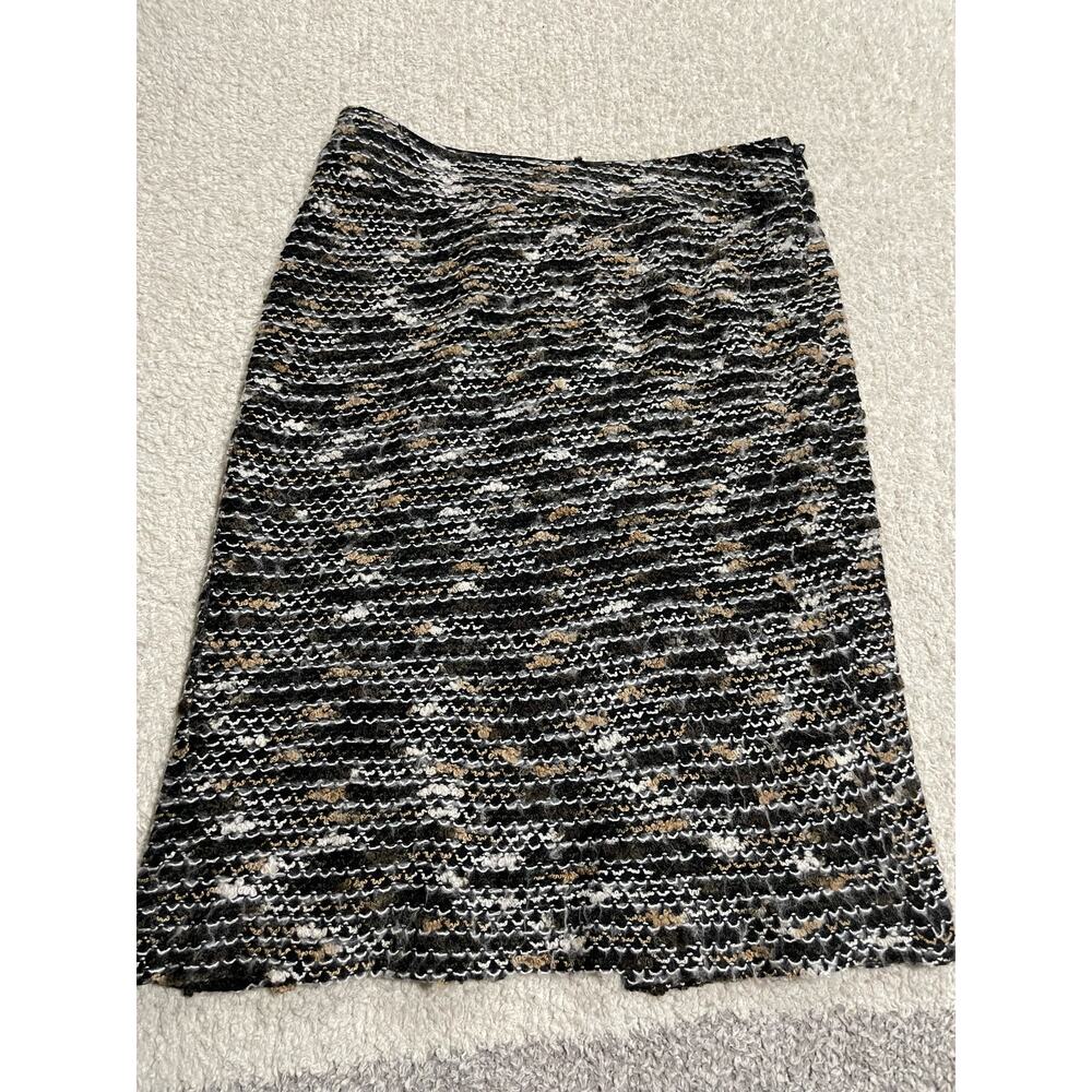 Sunny Leigh Pencil Skirt Boucle Tweed Wool Blend Knee Length Womens Size 8 Black